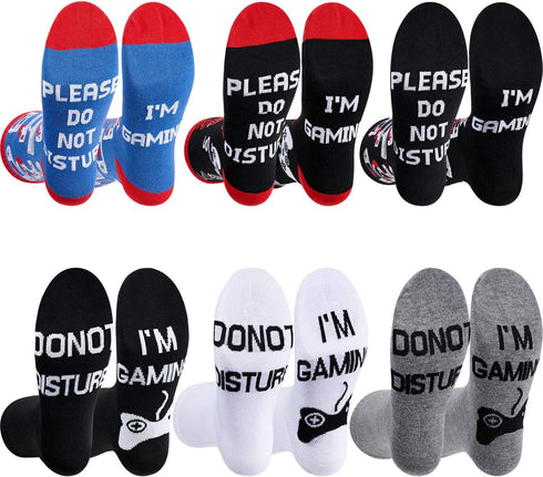 SATINIOR 6 Pairs Do Not Disturb Socks Cotton Funny Gaming Socks for Men Women Christmas Games Lover Gifts, Multicoloured...